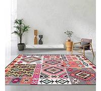 Chanxiang666 Alfombra Pelo Corto Moderna Alfombras 40x60cm Patchwork de Estilo étnico geométrico Rosa Sala Estar/Dormitorio/despacho/Mesa de Centro. 40x60cm