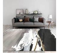 Chanxiang666 Alfombra Pelo Corto Modernas Salón Dormitorio, 80x150cm Pintura al óleo Abstracta en Blanco, Negro y Gris alfombras Modernas para salón, Dormitorio, Entrada, decoración del hogar,