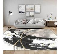 Chanxiang666 Alfombras Diseño Moderno, 70x140cm Pintura al óleo Abstracta en Blanco, Negro y Gris alfombras para Pasillo, salón, Dormitorio, Cocina o balcón,