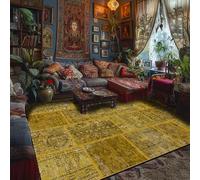 Chanxiang666 Alfombras Grande Alfombra Lavables 200x300cm Patchwork Estilo étnico Amarillo para dormitorios y decoración del hogar. 200x300cm