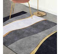 Chanxiang666 Alfombras Grandes Alfombra 160x280cm Pelo Corto, Base Antideslizante, no Suelta pelusamosaico de mármol Blanco con líneas geométricas Doradas de Color Verde Esmeralda Intenso