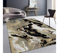 Chanxiang666 Alfombras Grandes Alfombra 180x280cm con Ribete, Suave, Lavable a máquina.Pintura al óleo Abstracta de Plumas Azules y Amarillas