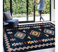 Chanxiang666 Alfombras Grandes Alfombra 180x280cm Estilo étnico geométrico Azul Oscuro Sala Estar/Dormitorio/despacho/Mesa de Centro. 180x280cm