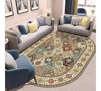 Chanxiang666 Alfombras ovaladas para Sala de Estar, Alfombra de salón de Dormitorio Moderna con cerdas Cortas y Suaves, Patchwork Americano de Colores cálidos Estilo Retro Oval 160x230cm
