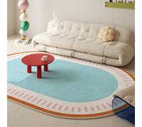 Chanxiang666 Alfombras ovaladas para Sala de Estar, Decorativa para Sillon Salon Cocina, Crema Francesa Clear Sky Orange Ring Oval 160x180cm