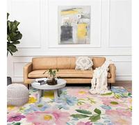 Chanxiang666 Alfombras Pelo Corto Antideslizantes 140x180cm Grandes Flores Rosas para Salas Estar, dormitorios, Habitaciones Infantiles， 140x180cm