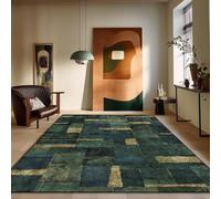 Chanxiang666 Alfombras Pelo Corto Antideslizantes 80x200cm Patchwork geométrico Verde Oscuro con Ribete, Suave, Lavable a máquina. 80x200cm