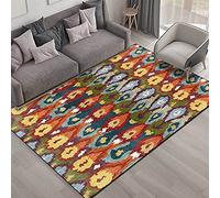 Chanxiang666 Alfombras Pelo Corto Antideslizantes 80x200cm Plumas de Pavo Real Coloridas de Estilo étnico con Ribete, Suave, Lavable a máquina. 80x200cm