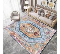 Chanxiang666 Alfombras Salón Alfombras Pelo Corto 120x250cm Azul Polvo Estilo étnico geométrico Sala Estar/Dormitorio/despacho/Mesa de Centro. 120x250cm