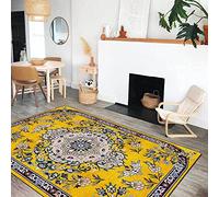 Chanxiang666 Alfombras Salón Alfombras Pelo Corto 160x230cm Corte Estilo Floral Amarillo Dorado Pelo Corto, Base Antideslizante, no Suelta Pelusa. 160x230cm