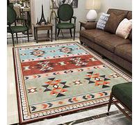 Chanxiang666 Alfombras Salón Alfombras Pelo Corto 160x230cm Patchwork de Estilo étnico geométrico en Azul, Rojo y Verde. Pelo Corto, Base Antideslizante, no Suelta Pelusa. 160x230cm