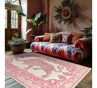 Chanxiang666 Alfombras Salon Grandes 160x280cm Flores de Tigre con Rayas Rosas con Ribete, Suave, Lavable a máquina. 160x280cm