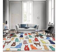 Chanxiang666 Alfombras Salon Grandes 160x280cm Gatito de Dibujos Animados Moderno, Lindo y Colorido con Ribete, Suave, Lavable a máquina. 160x280cm