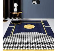Chanxiang666 Alfombras Salon Grandes 160x280cm Patchwork geométrico Dorado y Azul Oscuro con Ribete, Suave, Lavable a máquina. 160x280cm