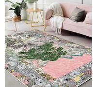 Chanxiang666 Alfombras Salon Grandes 160x280cm Pinos, montañas, Agua, Conchas Marinas, Rosa. con Ribete, Suave, Lavable a máquina. 160x280cm
