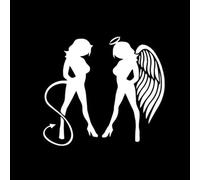 CHANYI 19.7X17.7Cm Angel Devil Sexy Little Girl Car Stickers Covering The Body Vinyl Decals Black/Silver Car Bumper Toilet Refrigerator Motocicleta Bicicleta Decorativa