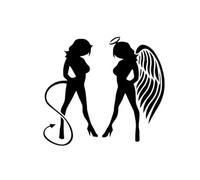 CHANYI 19.7X17.7Cm Angel Devil Sexy Little Girl Car Stickers Covering The Body Vinyl Decals Black/Silver Car Bumper Toilet Refrigerator Motocicleta Bicicleta Decorativa