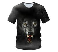 CHANYI Hombre 3D Estampado Camiseta Camiseta 3D Animal Wolf para Niño Top De Cuello Redondo Impreso En 3D Camisetas Harajuku De Manga Corta Y Cuello Redondo De Verano
