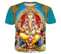 CHANYI Hombre 3D Estampado Camiseta Camisetas Ganesha con Estampado 3D del Dios Hindú De La Sabiduría, Camiseta Ganesha para Hombres Y Mujeres, Pantalón Corto Informal De Verano, Camiseta De Gran