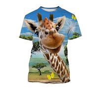 CHANYI Hombre 3D Estampado Camiseta Divertida Camiseta con Patrón De Jirafa para Hombre Camisetas Impresas En 3D De Animales Lindos Camisetas De Manga Corta De Calle De Verano Tops De Cuello Red