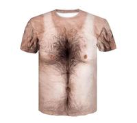 CHANYI Hombre 3D Estampado Camiseta Músculos Abdominales Falsos De Verano, Músculos del Pecho, Abdominales De Ocho Paquetes, Camiseta Unisex De Manga Corta con Cuello Redondo Y Estampado 3D, Camiset