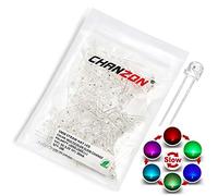Chanzon 100 Piezas 5mm RGB Multicolor Parpadeo rápido Sombrero de paja Luces de diodo LED (Lente transparente transparente) Componentes electrónicos Diodos emisores de luz