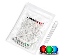 Chanzon 100 Piezas luces de diodo LED multicolor RGB de 5mm ánodo común (transparente redondo transparente 3 colores) 4 pines Componentes electrónicos diodos emisores de luz indicadora