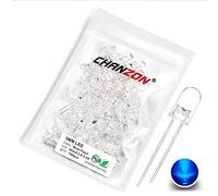 Chanzon 100 Piezas luces diodo LED azul intermitente de 5mm 1.5 Hz intermitentes (transparente redondo transparente DC 3V 20mA) Componentes electrónicos Diodos emisores de luz indicadora