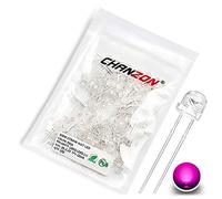 Chanzon 100 Piezas luces diodo LED de sombrero de paja rosa de 5mm (lente transparente transparente 3V 20mA) Componentes electrónicos Diodos emisores de luz indicadora