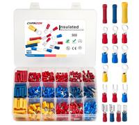 Chanzon Conector de cable aislado (anillo de horquilla de pala) Empalme de terminal de engarzado, kit de desconexión rápida macho y hembra Herramientas de engarzado eléctricas surtidas sin soldadura