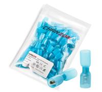 Chanzon Conectores de alambre de pala hembra termorretráctiles con certificación UL, calibre 16-14 AWG de 1/4 pulgadas, terminales de cableado eléctrico de desconexión rápida, 80 unidades, color azul