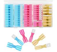 Chanzon Kit de conectores de pala termorretráctiles con certificación UL, 1/4" 10-22 AWG macho y hembra, cable de desconexión rápida, terminales de cableado eléctrico, calibre surtido, resistente al