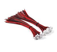 Chanzon Micro JST 1.25 10/15/20cm Conector de 2 Pines 30 Pares 15cm Macho y Hembra 60pcs 1.25mm Paso Mini Adaptador 2 Pin Cable Enchufe Rojo Negro 2p jst1.25 para 1S Terminal de batería eléctrica