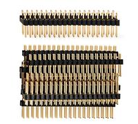 Chanzon Pin Header 2x20 pines x 10 piezas Pines de cabezales macho Derecho Fila doble Pasadores cuadrados Chapado en oro Paso de 2,54mm Separación de 0,1pulgadas para PCB Arduino Gpio conector máquina
