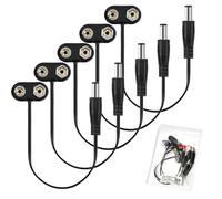 Chanzon UL Wire 9v Batería Adaptador Convertidor 9 Volt Potencia Cable de Guitarra Clip con 2.1mm x 5.5mm Hombre 5Pcs Tipo T Plásticos Terminal