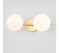 Chao Zan Aplique de Pared Pasillo Interior Vidrio con bola de vidrio blanco, globo Estilo Nórdico Moderno Lámparas De Pared dorada de metal de diseño simple Dormitorio Para Sala De Estar (2 cabezas)