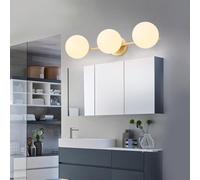 Chao Zan Aplique de Pared Pasillo Interior Vidrio con bola de vidrio blanco, globo Estilo Nórdico Moderno Lámparas De Pared dorada de metal de diseño simple Dormitorio Para Sala De Estar (3 cabezas)