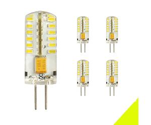 Chao Zan Bombillas LED G4, 4W, 250lm Blanco cálido 2800-3200K Lámpara LED G4, DC/AC 12V, No Regulable, Ángulo de haz de 360 °, por dormitorio sala de estar corredor lámpara de mesa Paquete de 5