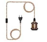 Chao Zan Kit de lámpara colgante de cuerda de cáñamo, 200CM Cable de Lámpara de Cuerda de Cáñamo E27 metal antiguo Portalámparas vintage juego de lámpara colgante retro para comedor o casa Rústico (A)