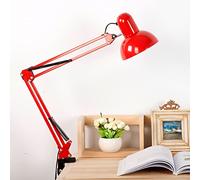 Chao Zan Lámpara de Escritorio Articulable 1xE27,Lámpara de escritorio soporte de pinza, color rojo,study - Lámpara de bajo consumo