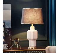 Chao Zan Lámpara de mesa americana salón cerámica lámpara decorativa moderna minimalista hotel villa mesita de noche dormitorio lámpara de mesa E27 (Bombillas no incluidas) (Blanco)