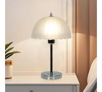 Chao Zan Lámpara de Mesa de Hongo Lamparas de Mesita de Noche Mesa Cabeceira de Vidrio Luz de Noche Lamparita de Noche E27 (Plata)