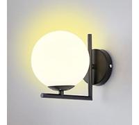 Chao Zan Lámpara de Pared Moderna E27 Apliques de Pared, Elegante Redonda Cristal Forma Bola, Negro, para Dormitorio, Sala de Estar, Cocina, Baño, Comedor, Pasillo