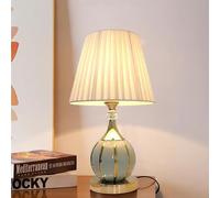Chao Zan Lámparas Para Mesita De Noche Lámpara De Mesa De Noche De Cerámica, Lámpara De Escritorio De Lujo Moderna E27, Mediterráneo Retro Para Oficina, Sala De Estar Comedor Oro blanco (azul)