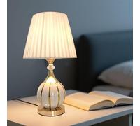 Chao Zan Lámparas Para Mesita De Noche Lámpara De Mesa De Noche De Cerámica, Lámpara De Escritorio De Lujo Moderna E27, Mediterráneo Retro Para Oficina, Sala De Estar Comedor Oro blanco (Blanco)