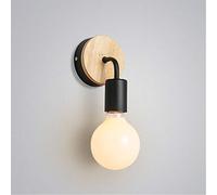 Chao Zan Negro Lámpara de pared E27 Retro Estilo LED Hierro y madera Aplique de pared Dormitorio Hotel Bar Porche Sala de estar Decorativa Lámpara,Girar Apliques,Loft cafetería Lámparas de pared