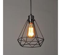 Chao Zan Retro Lámpara colgante Vintage iluminación de techo Iluminación E27 Capacidad AC220-240 V jaula metalica para comedor, Dormitorio, ático,Café, Barra de Lectura Luz，Negro(sin E27 bombilla)