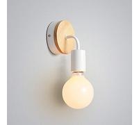 Chao Zan Vintage Metal Aplique de Pared E27 Retro Industria Lámpara de pared de Hierro y Madera Loft Cocina Dormitorio Restaurante Cafetería, Blanco