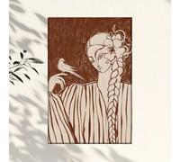 CHAOJIART Cuadro abstracto en lienzo de mujer con pájaro en el hombro, elegante decoración de pared para sala de estar, oficina y hogar (70 x 90 x 3 cm/sin marco)