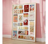 CHAOJIART Cuadro sobre lienzo con diseño de cerillas vintage moderno, estilo retro, funky, rojo, para decoración de sala de estar, 80 x 120 cm, sin marco